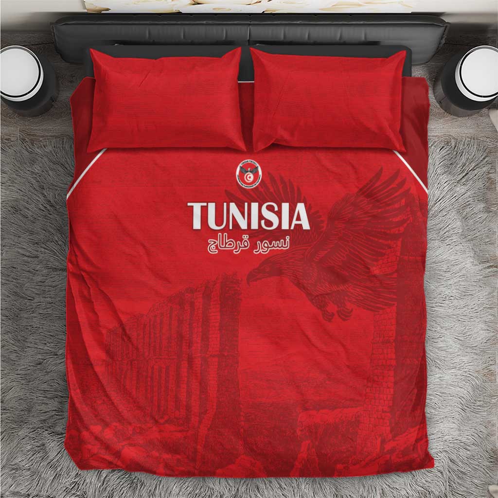 Tunisia Football Bedding Set Eagles of Carthage Go Champion - Red Color - African Pride