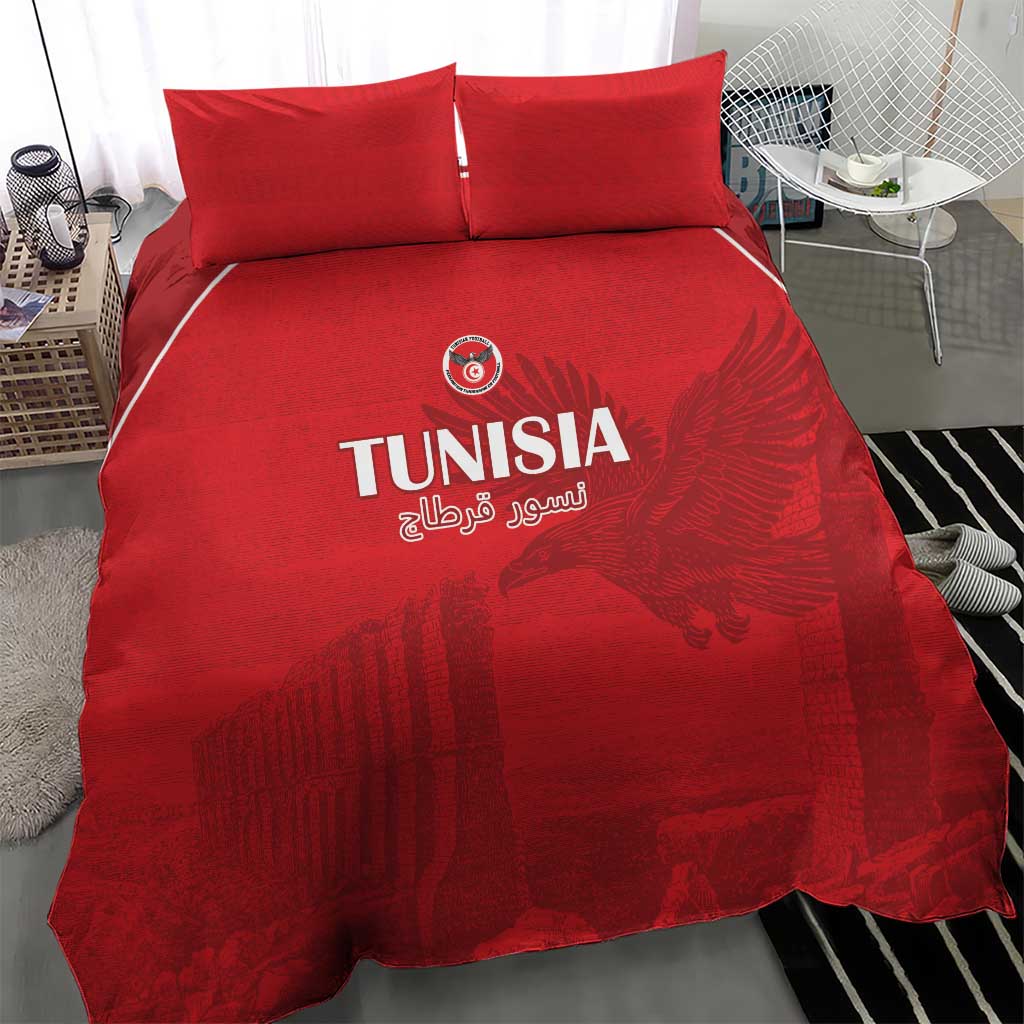 Tunisia Football Bedding Set Eagles of Carthage Go Champion - Red Color - African Pride