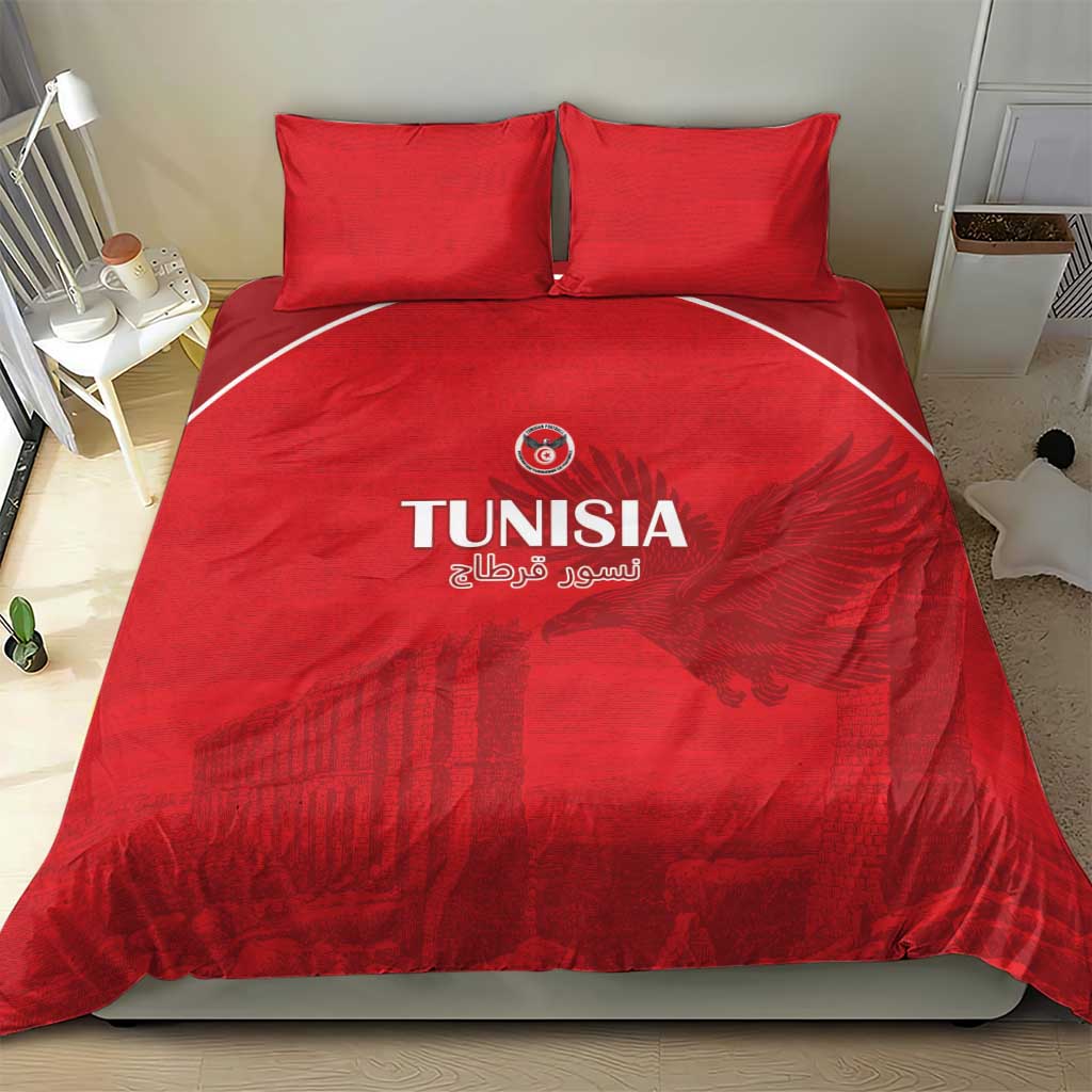 Tunisia Football Bedding Set Eagles of Carthage Go Champion - Red Color - African Pride