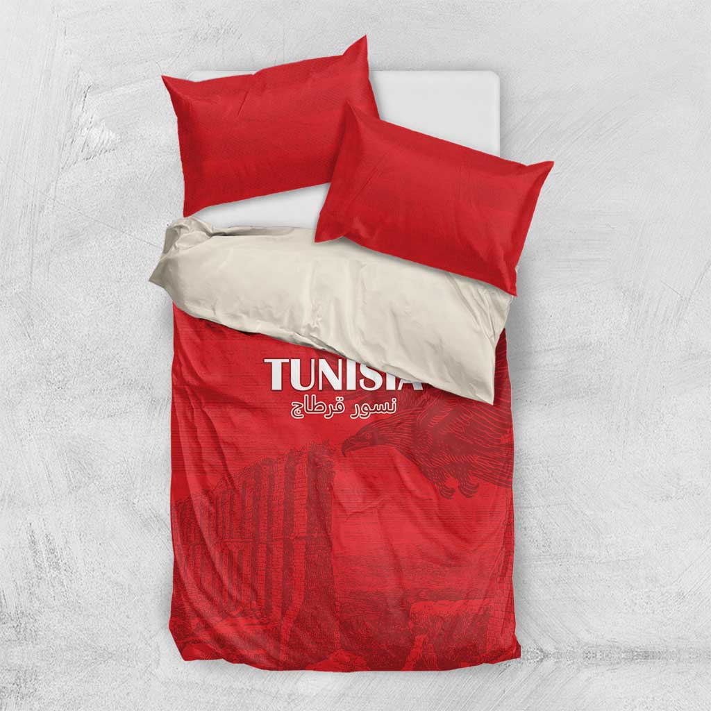 Tunisia Football Bedding Set Eagles of Carthage Go Champion - Red Color - African Pride