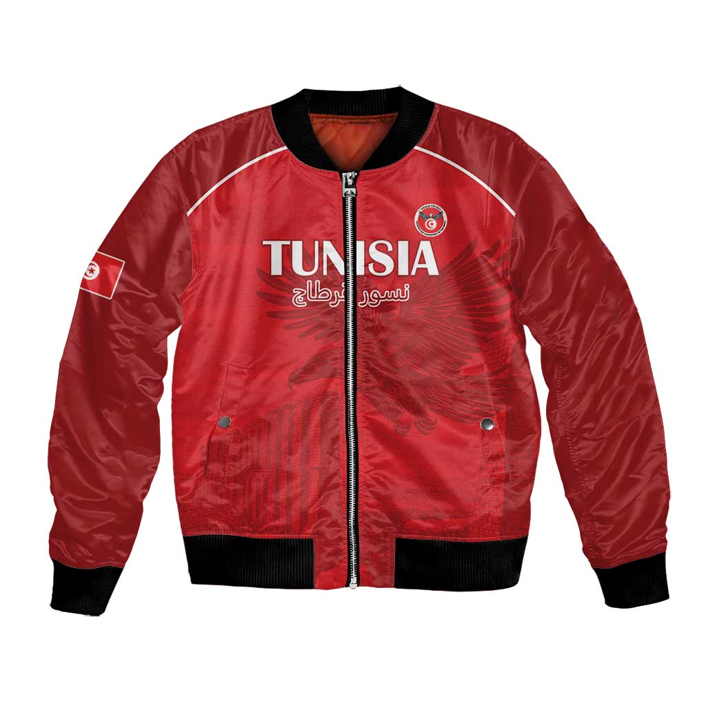 Custom Tunisia Football Bomber Jacket Eagles of Carthage Go Champion - Red Color - African Pride