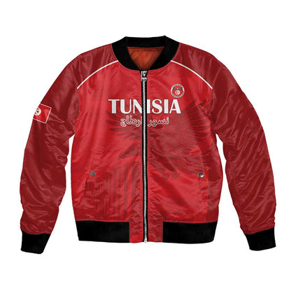 Custom Tunisia Football Bomber Jacket Eagles of Carthage Go Champion - Red Color - African Pride