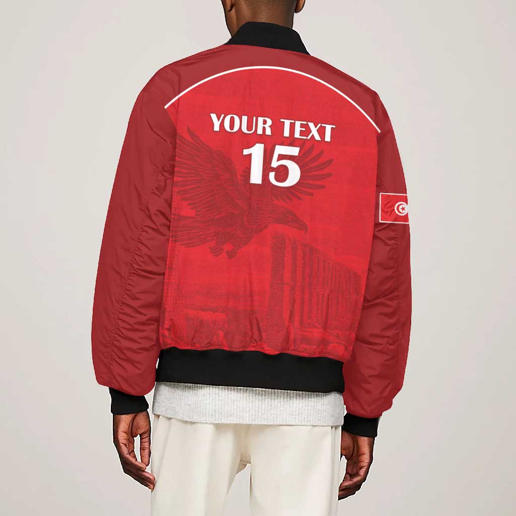 Custom Tunisia Football Bomber Jacket Eagles of Carthage Go Champion - Red Color - African Pride