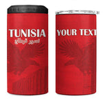 Custom Tunisia Football 4 in 1 Can Cooler Tumbler Eagles of Carthage Go Champion - Red Color - African Pride