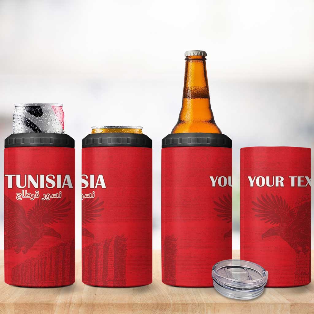 Custom Tunisia Football 4 in 1 Can Cooler Tumbler Eagles of Carthage Go Champion - Red Color - African Pride