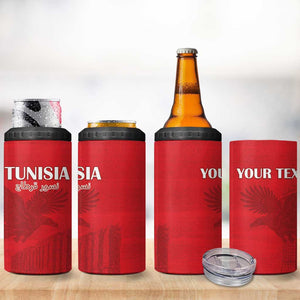 Custom Tunisia Football 4 in 1 Can Cooler Tumbler Eagles of Carthage Go Champion - Red Color - African Pride