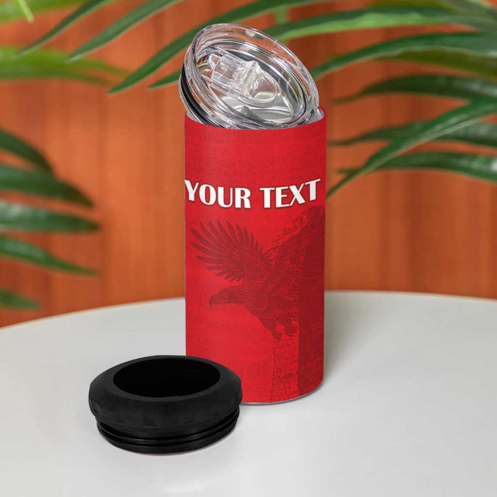 Custom Tunisia Football 4 in 1 Can Cooler Tumbler Eagles of Carthage Go Champion - Red Color - African Pride