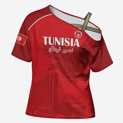 Custom Tunisia Football Cross Shoulder Shirt Red Eagles of Carthage