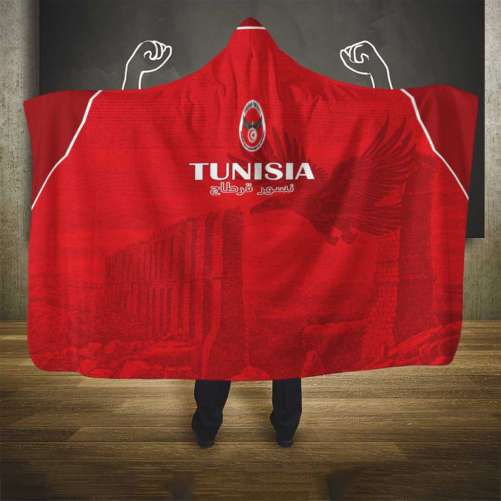 Tunisia Football Hooded Blanket Eagles of Carthage Go Champion - Red Color - African Pride