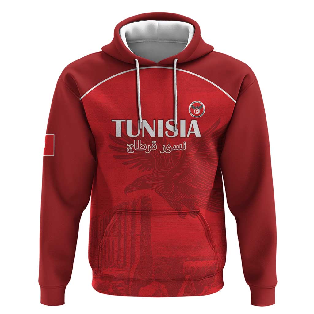 Custom Tunisia Football Hoodie Eagles of Carthage Go Champion - Red Color - African Pride
