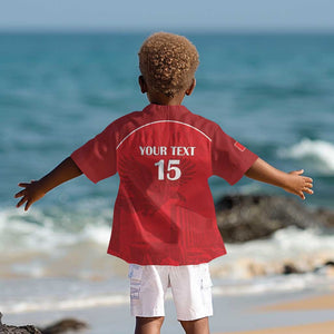 Custom Tunisia Football Kid Hawaiian Shirt Eagles of Carthage Go Champion - Red Color - African Pride