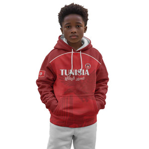Custom Tunisia Football Kid Hoodie Eagles of Carthage Go Champion - Red Color - African Pride