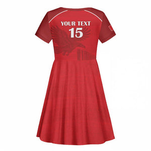 Custom Tunisia Football Kid Short Sleeve Dress Eagles of Carthage Go Champion - Red Color - African Pride