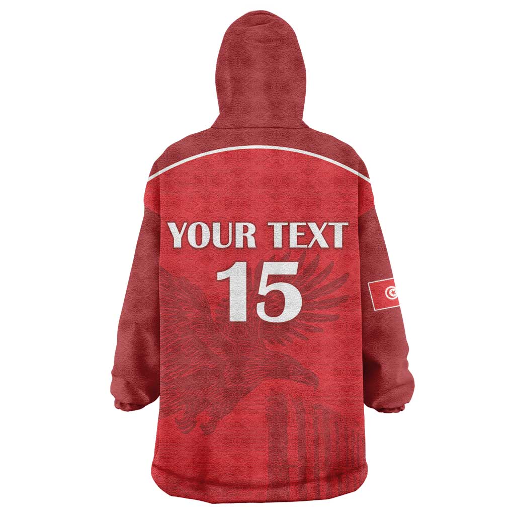 Custom Tunisia Football Kid Wearable Blanket Hoodie Eagles of Carthage Go Champion - Red Color - African Pride