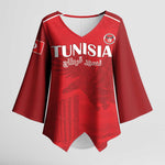 Custom Tunisia Football Kimono Sleeve Blouse Red Eagles of Carthage