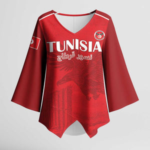 Custom Tunisia Football Kimono Sleeve Blouse Red Eagles of Carthage
