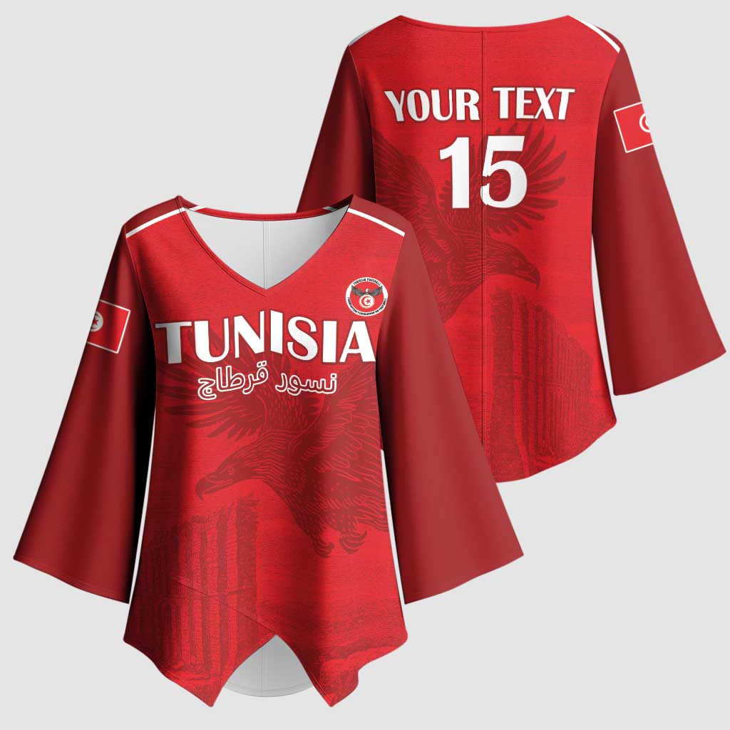 Custom Tunisia Football Kimono Sleeve Blouse Red Eagles of Carthage
