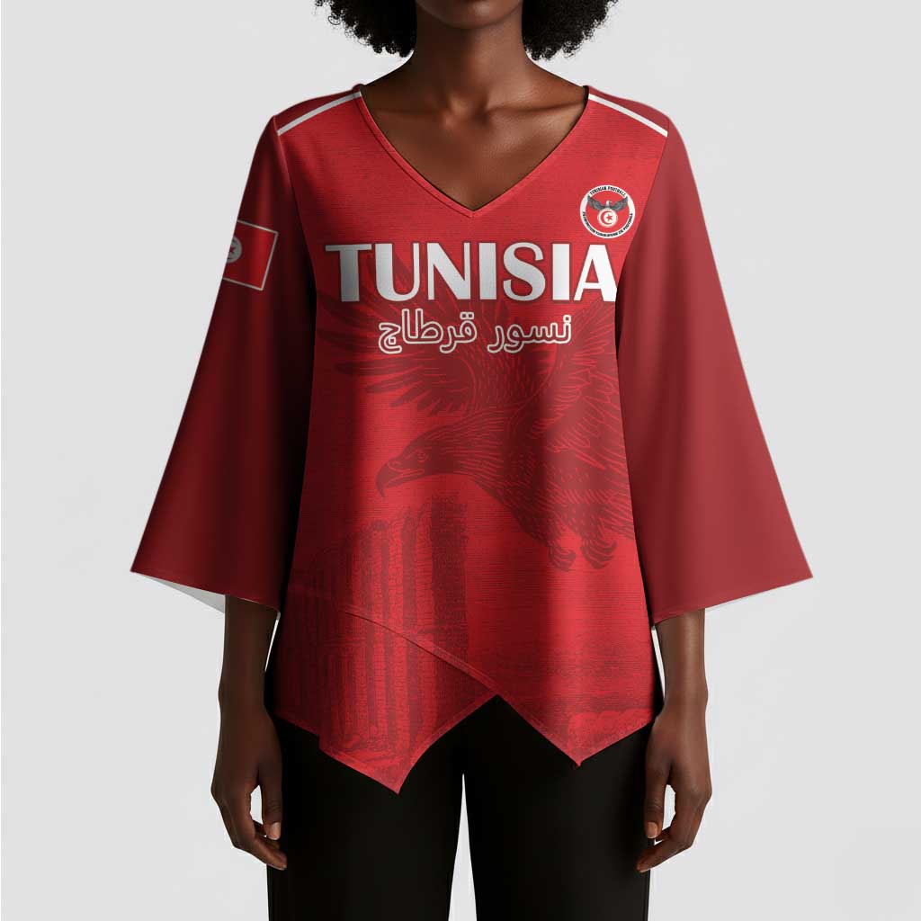 Custom Tunisia Football Kimono Sleeve Blouse Red Eagles of Carthage
