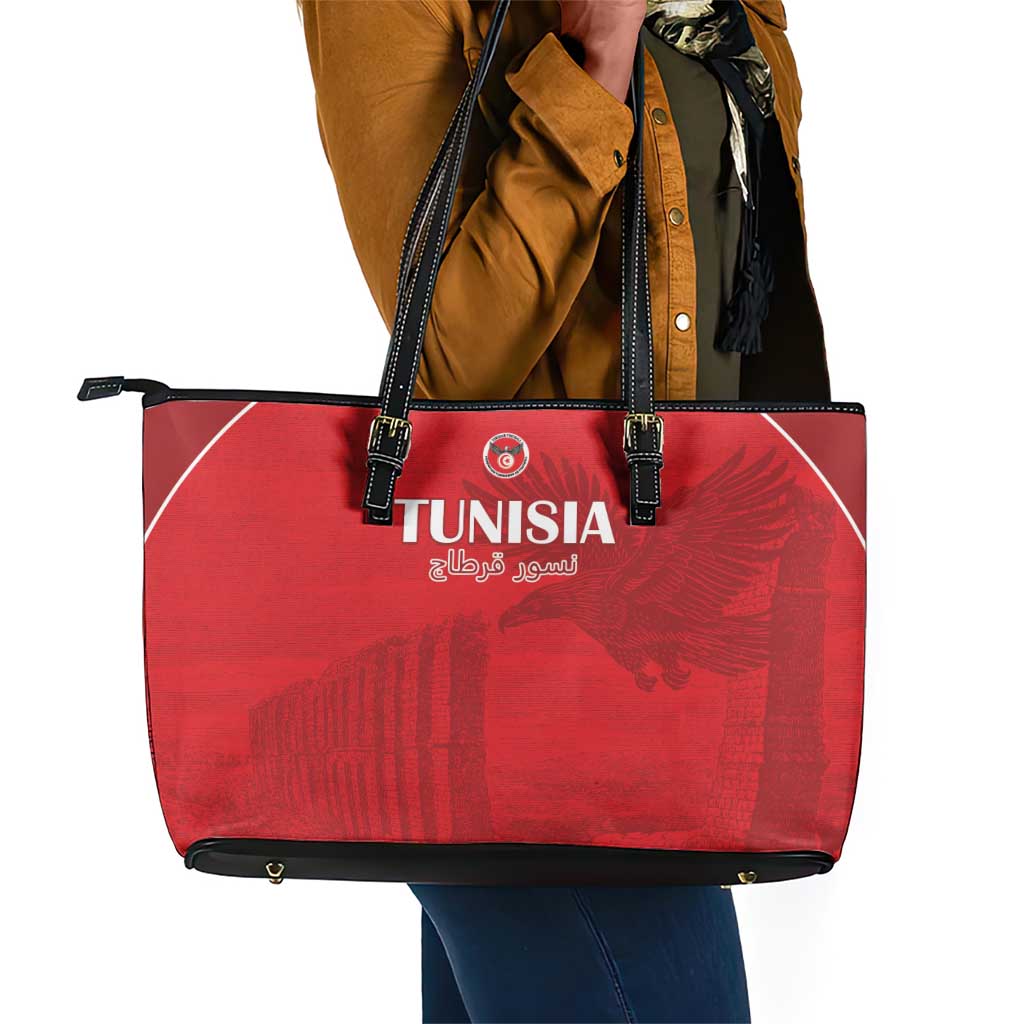 Tunisia Football Leather Tote Bag Eagles of Carthage Go Champion - Red Color - African Pride