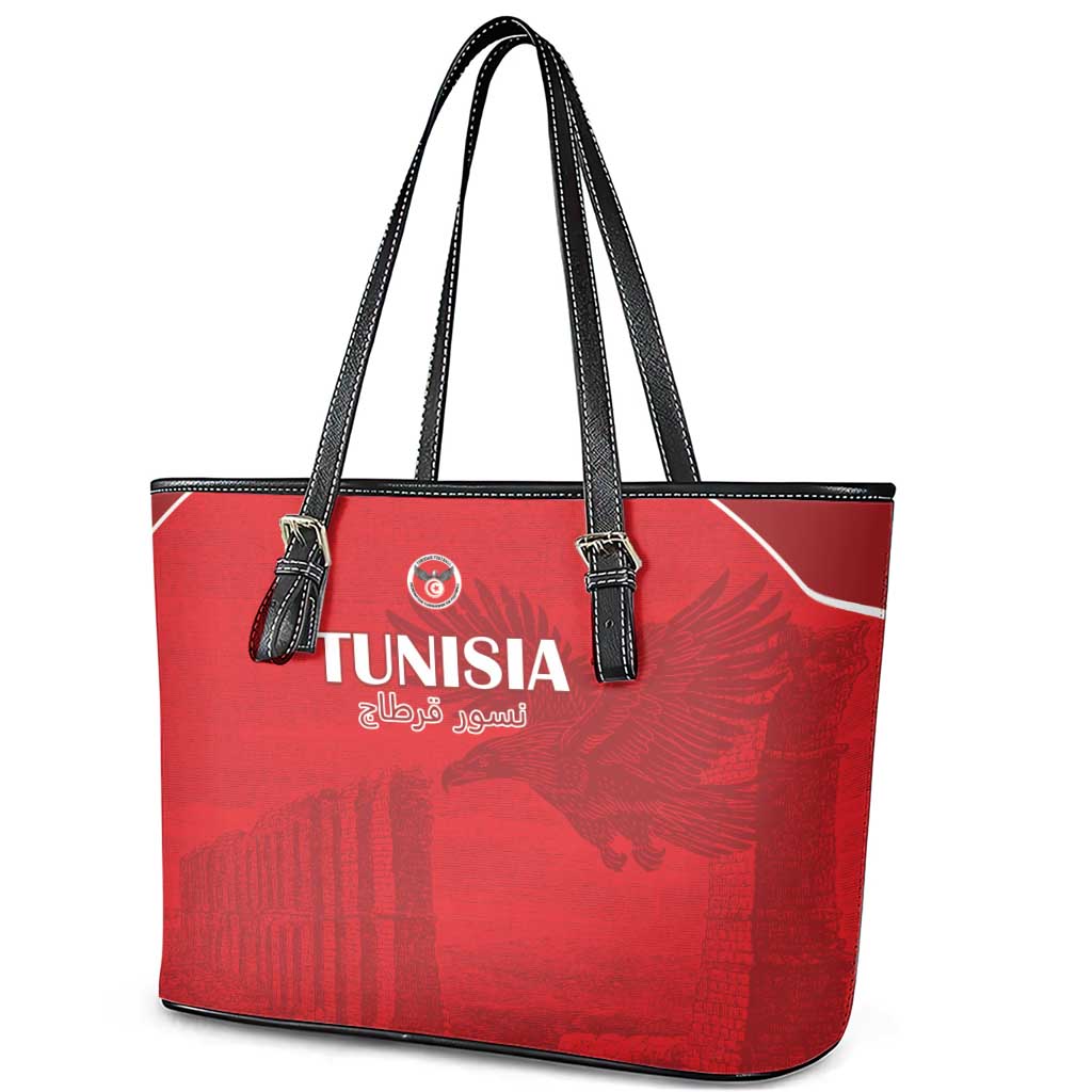 Tunisia Football Leather Tote Bag Eagles of Carthage Go Champion - Red Color - African Pride