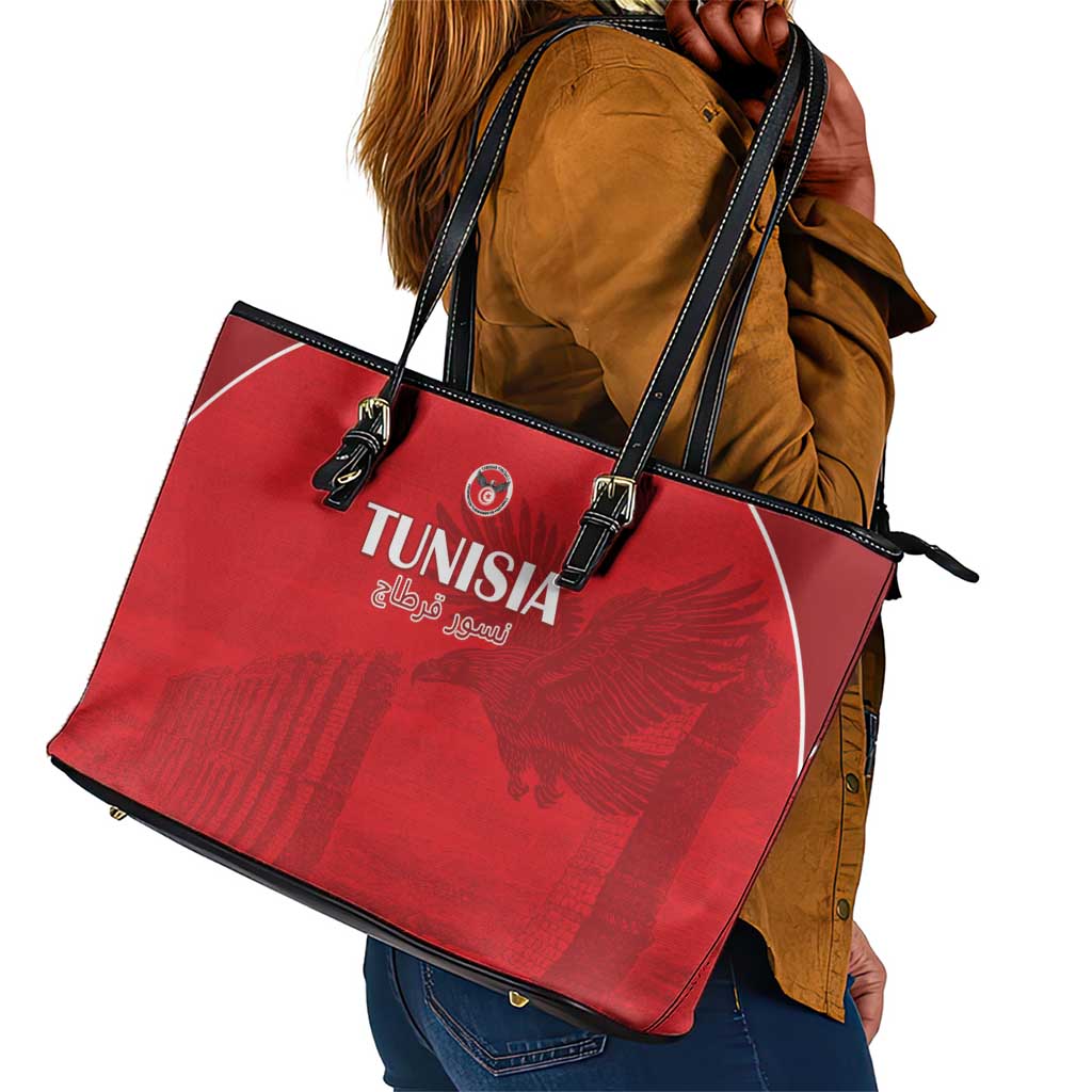 Tunisia Football Leather Tote Bag Eagles of Carthage Go Champion - Red Color - African Pride