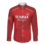 Custom Tunisia Football Long Sleeve Button Shirt Eagles of Carthage Go Champion - Red Color - African Pride