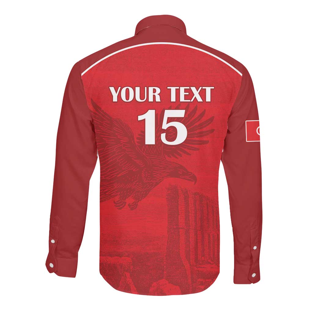 Custom Tunisia Football Long Sleeve Button Shirt Eagles of Carthage Go Champion - Red Color - African Pride