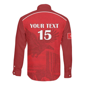Custom Tunisia Football Long Sleeve Button Shirt Eagles of Carthage Go Champion - Red Color - African Pride