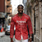 Custom Tunisia Football Long Sleeve Button Shirt Eagles of Carthage Go Champion - Red Color - African Pride