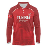 Custom Tunisia Football Long Sleeve Polo Shirt Eagles of Carthage Go Champion - Red Color - African Pride