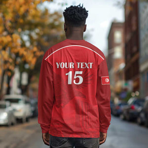 Custom Tunisia Football Long Sleeve Shirt Eagles of Carthage Go Champion - Red Color - African Pride