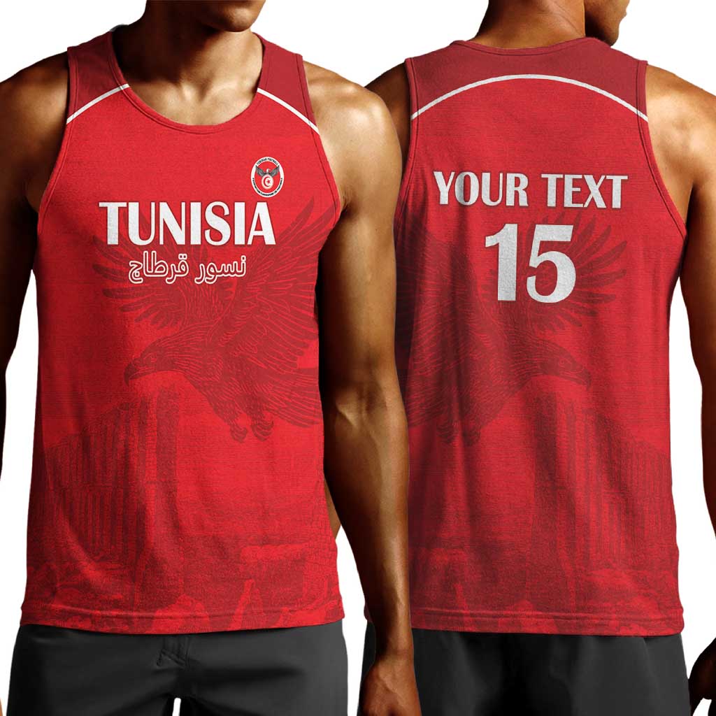 Custom Tunisia Football Men Tank Top Eagles of Carthage Go Champion - Red Color - African Pride