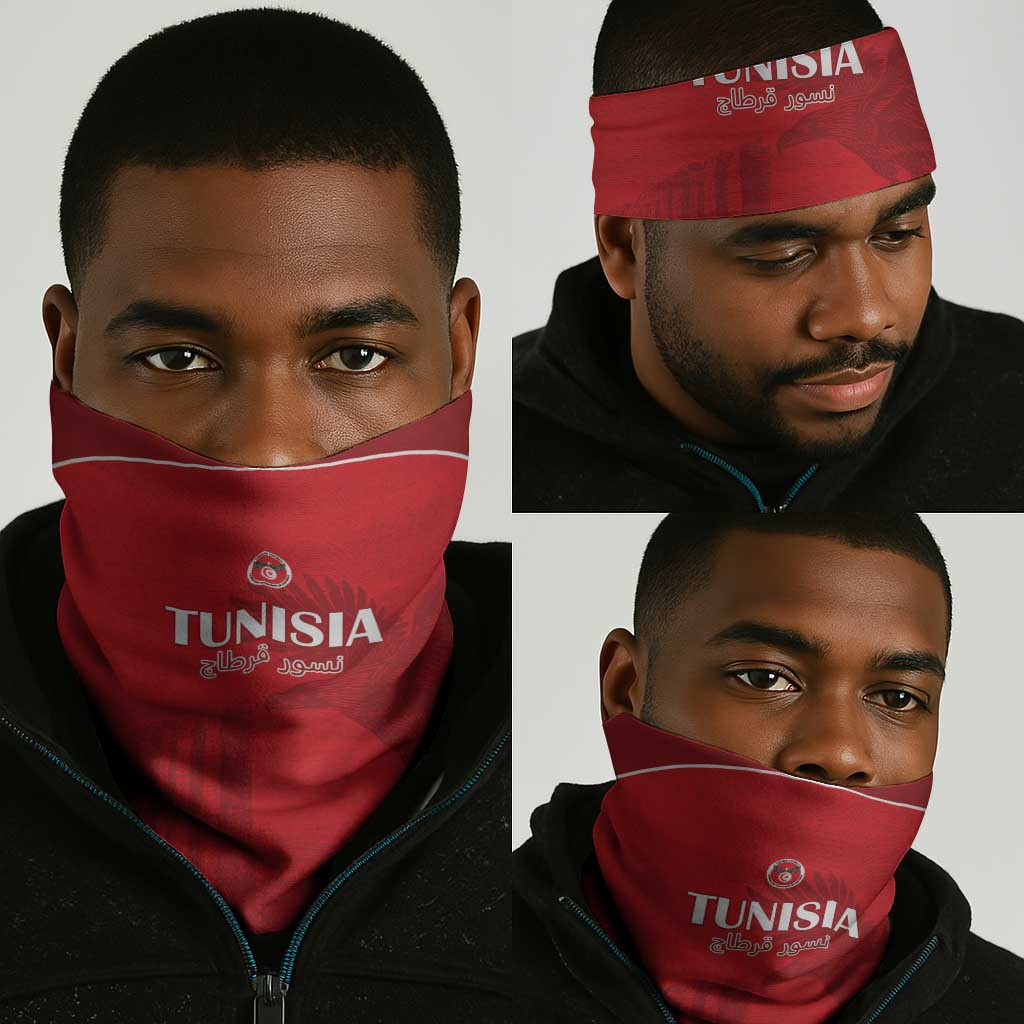 Tunisia Football Neck Gaiter Eagles of Carthage Go Champion - Red Color - African Pride