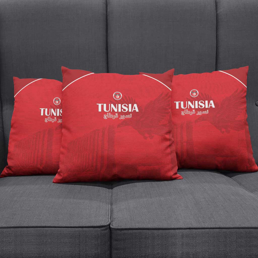 Tunisia Football Pillow Cover Red Eagles of Carthage