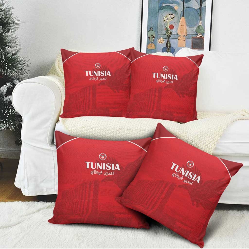 Tunisia Football Pillow Cover Red Eagles of Carthage