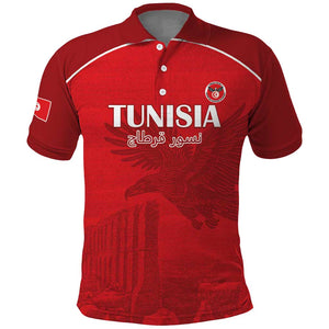 Custom Tunisia Football Polo Shirt Eagles of Carthage Go Champion - Red Color - African Pride