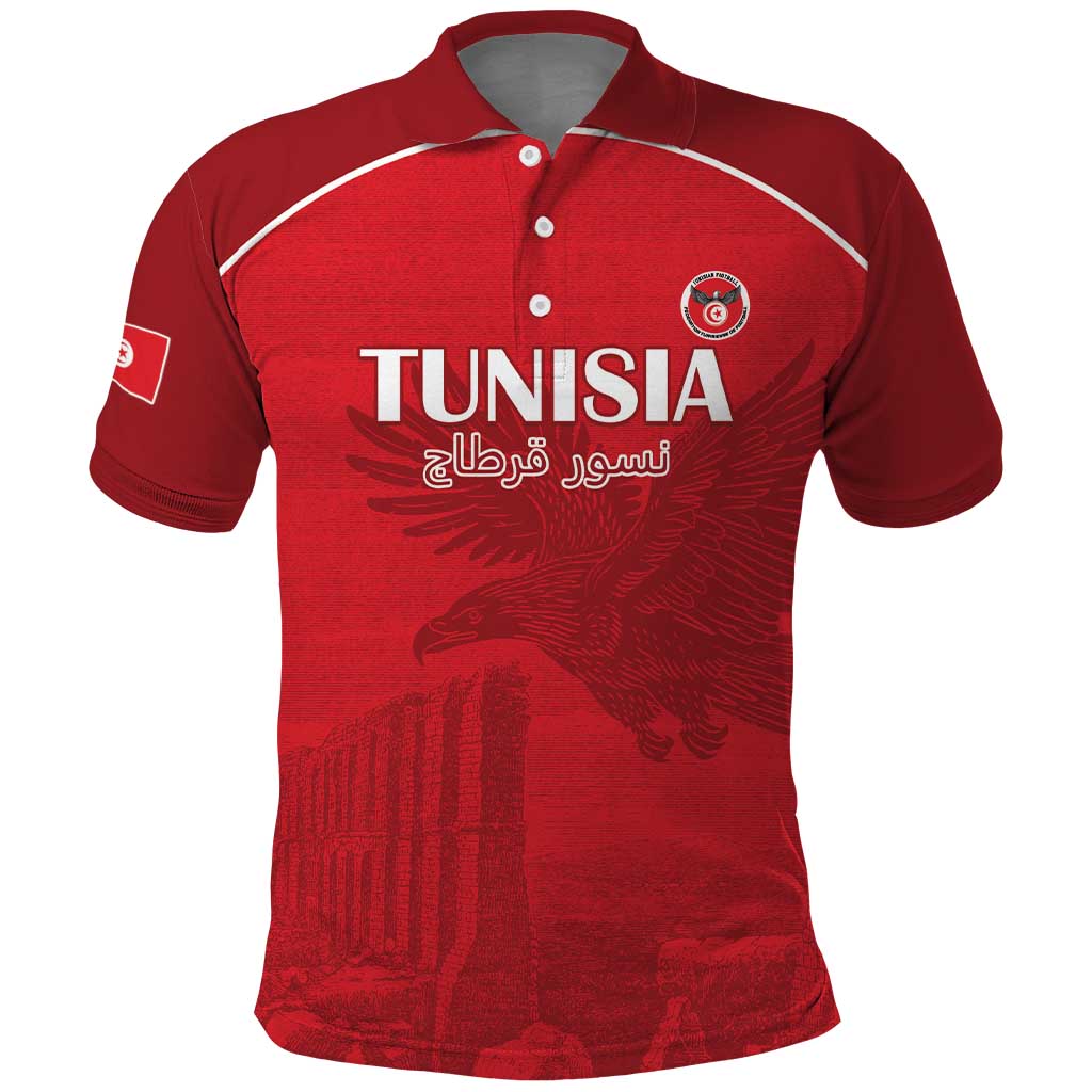 Custom Tunisia Football Polo Shirt Eagles of Carthage Go Champion - Red Color - African Pride