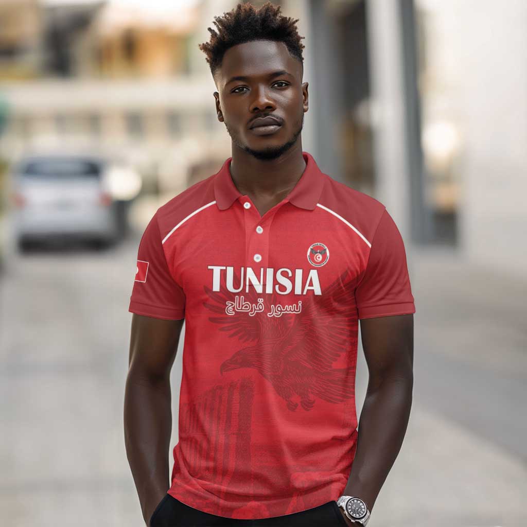 Custom Tunisia Football Polo Shirt Eagles of Carthage Go Champion - Red Color - African Pride
