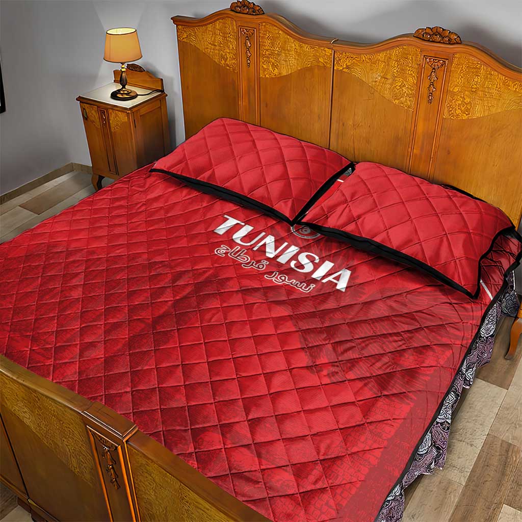 Tunisia Football Quilt Bed Set Eagles of Carthage Go Champion - Red Color - African Pride