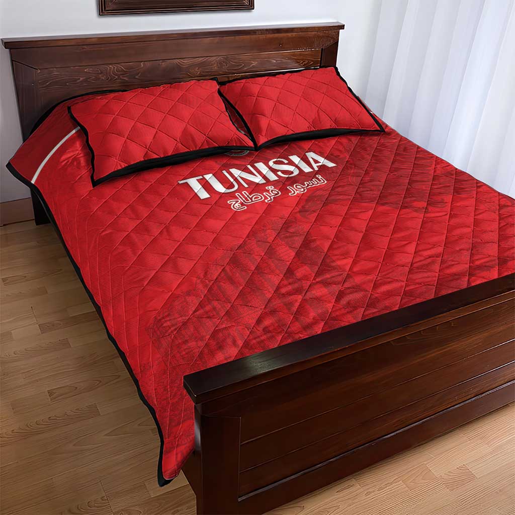 Tunisia Football Quilt Bed Set Eagles of Carthage Go Champion - Red Color - African Pride