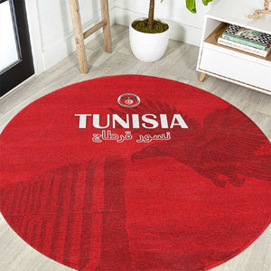 Tunisia Football Round Carpet Eagles of Carthage Go Champion - Red Color - African Pride