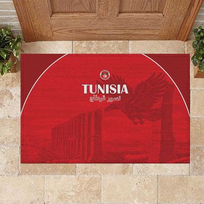 Tunisia Football Rubber Doormat Eagles of Carthage Go Champion - Red Color - African Pride
