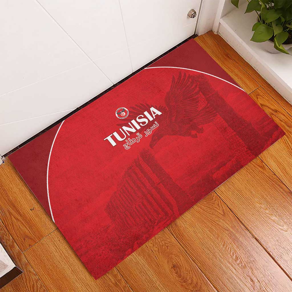 Tunisia Football Rubber Doormat Eagles of Carthage Go Champion - Red Color - African Pride