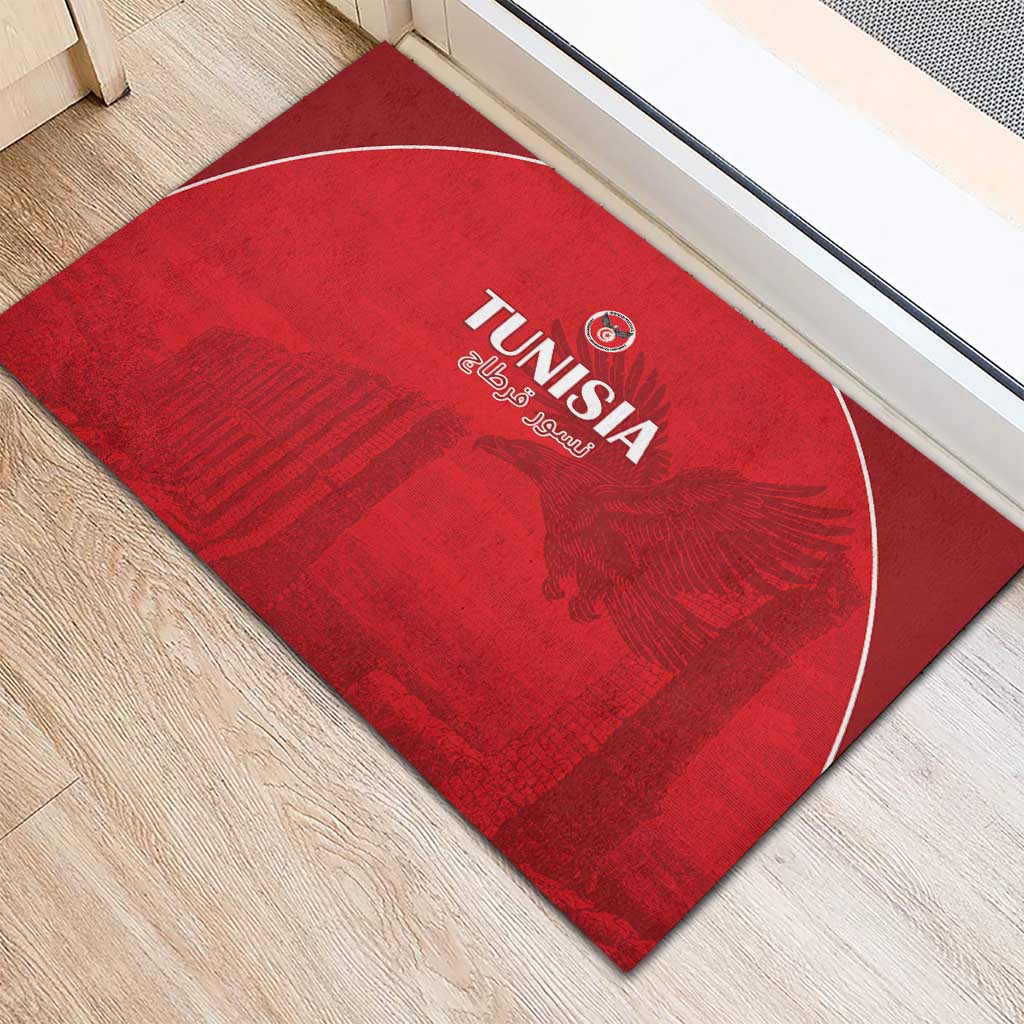 Tunisia Football Rubber Doormat Eagles of Carthage Go Champion - Red Color - African Pride