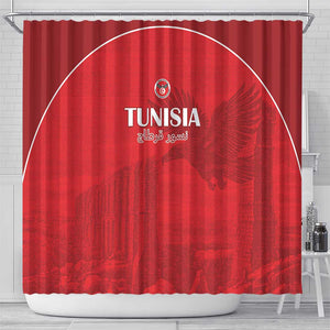 Tunisia Football Shower Curtain Eagles of Carthage Go Champion - Red Color - African Pride