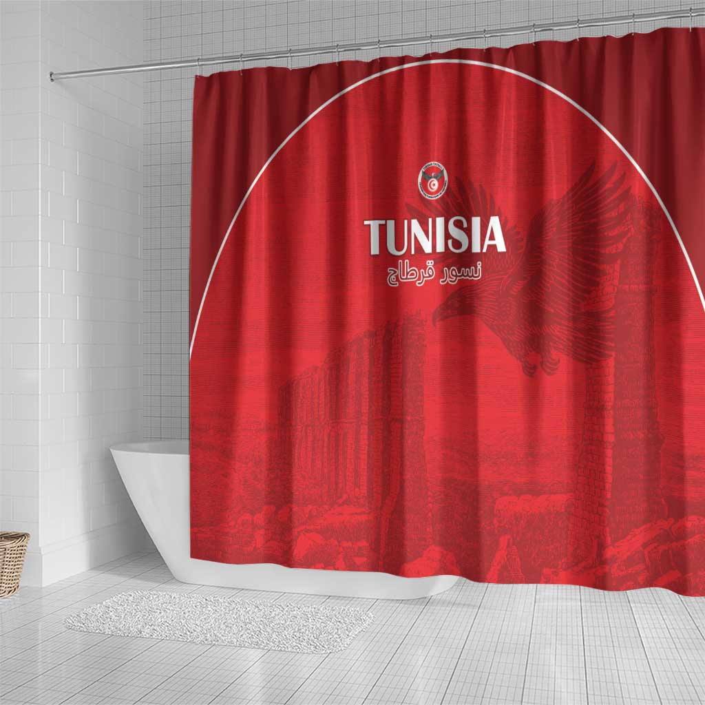 Tunisia Football Shower Curtain Eagles of Carthage Go Champion - Red Color - African Pride