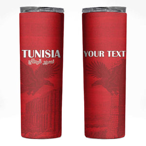 Custom Tunisia Football Skinny Tumbler Eagles of Carthage Go Champion - Red Color - African Pride