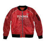 Custom Tunisia Football Sleeve Zip Bomber Jacket Eagles of Carthage Go Champion - Red Color - African Pride