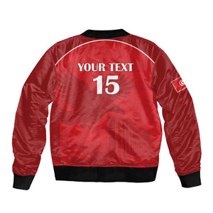 Custom Tunisia Football Sleeve Zip Bomber Jacket Eagles of Carthage Go Champion - Red Color - African Pride