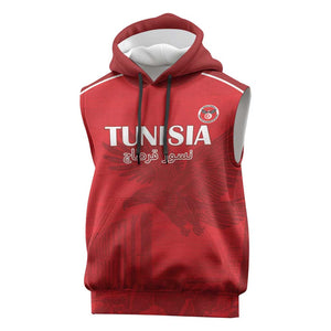 Custom Tunisia Football Sleeveless Hoodie Eagles of Carthage Go Champion - Red Color - African Pride